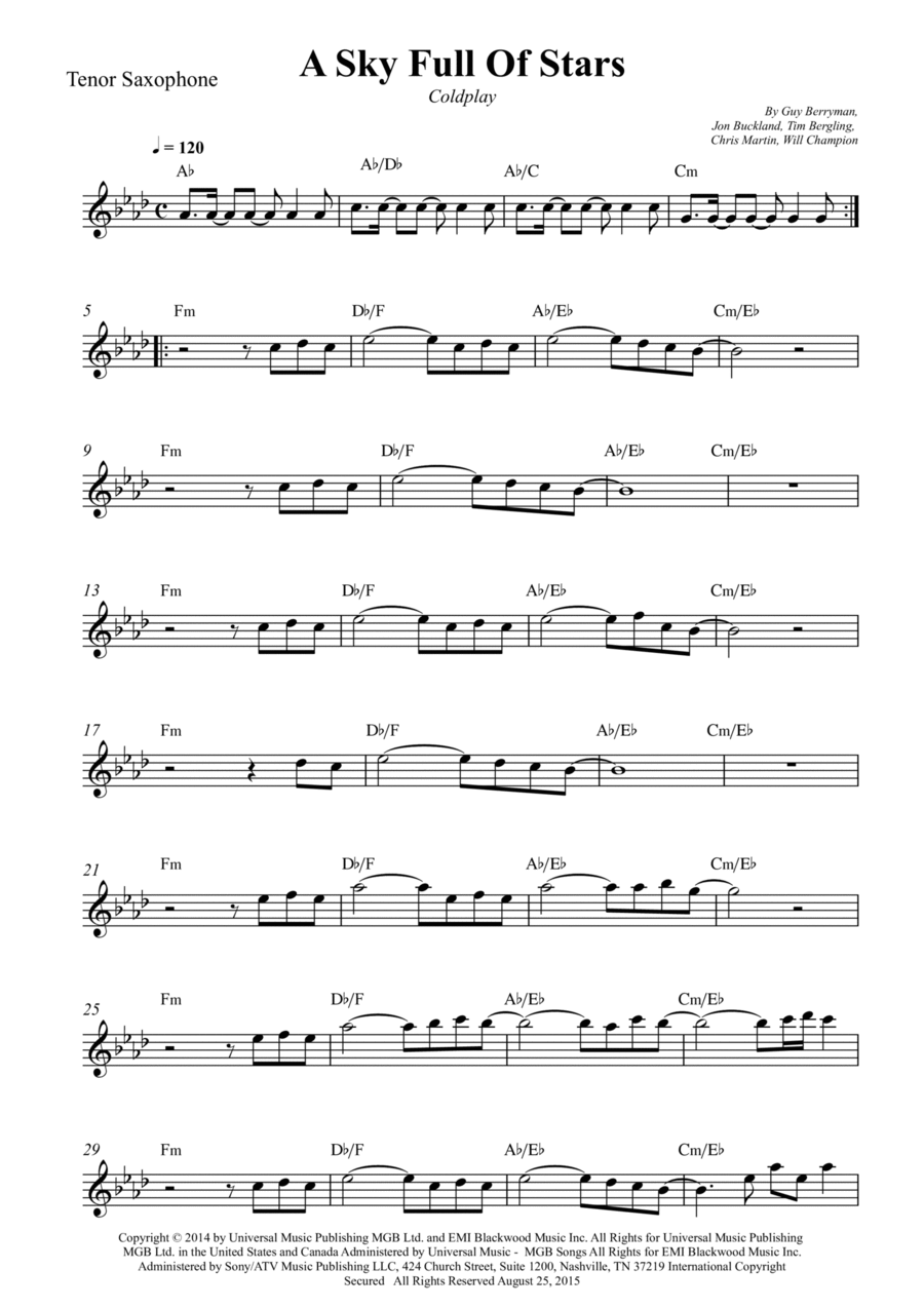 A Sky Full Of Stars Small Ensemble scores gallery preview page 1