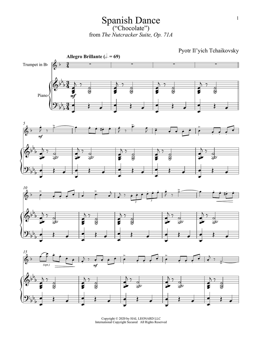 Spanish Dance (from The Nutcracker) Trumpet Solo scores gallery preview page 1