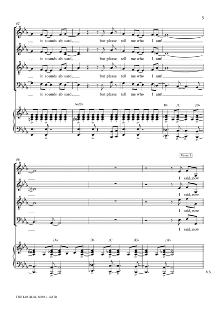 The Logical Song 4-Part scores gallery preview page 5