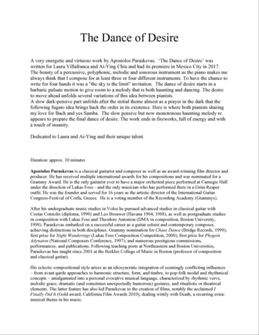 The Dance of Desire 2 Pianos, 4-Hands scores gallery preview page 3
