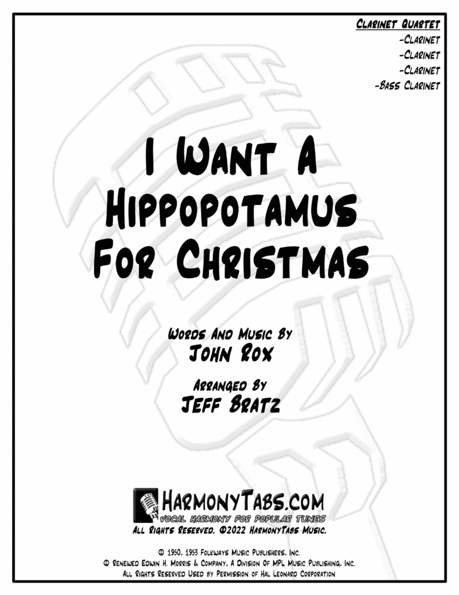 I Want A Hippopotamus For Christmas (hippo The Hero) Woodwind Quartet scores gallery preview page 1