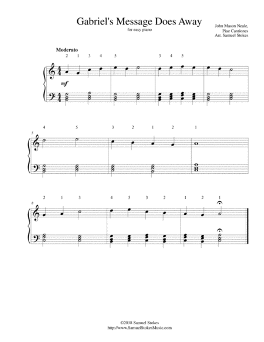 Gabriel's Message Does Away - for easy piano Easy Piano scores gallery preview page 1