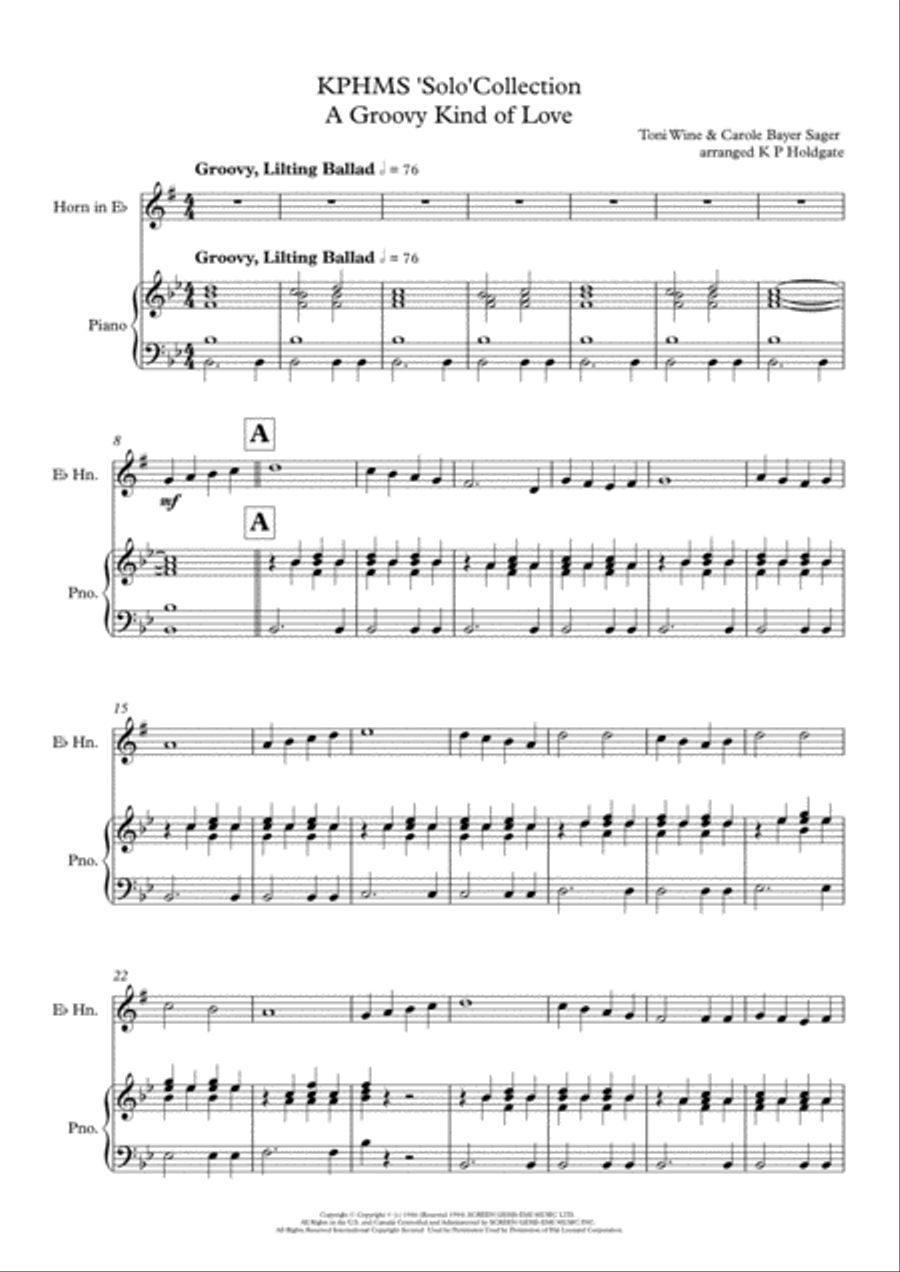 A Groovy Kind Of Love A Groovy Kind Of Love Piano scores gallery preview page 1