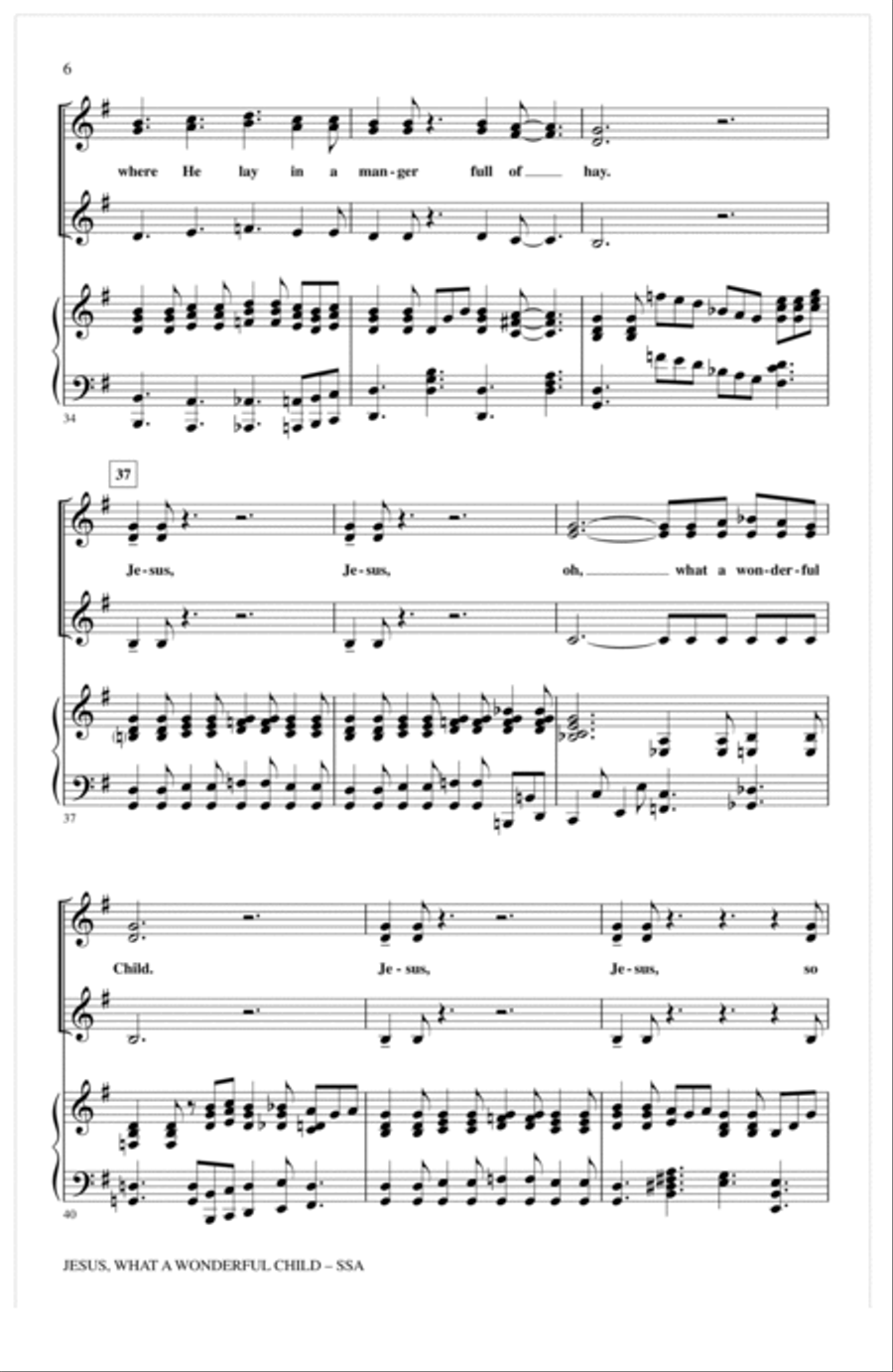 Jesus, What A Wonderful Child SSA scores gallery preview page 5