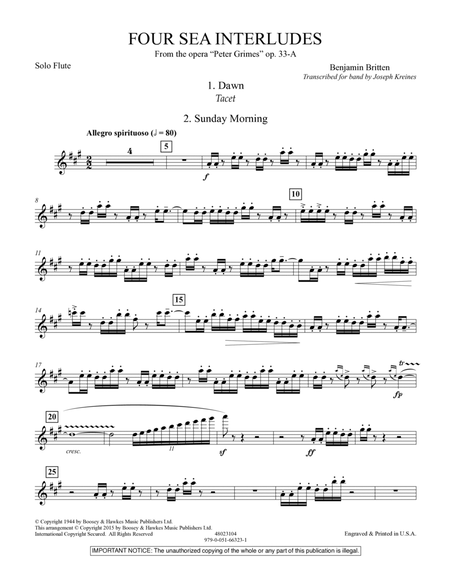 Four Sea Interludes (from the opera "Peter Grimes") - Solo Flute