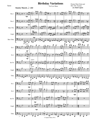 Low Brass-Birthday Variations tune of Happy Birthday-Score