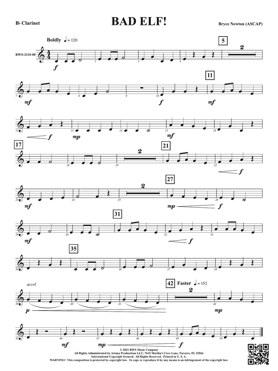 Bad Elf!: 1st B-flat Clarinet B-Flat Clarinet scores gallery preview page 1