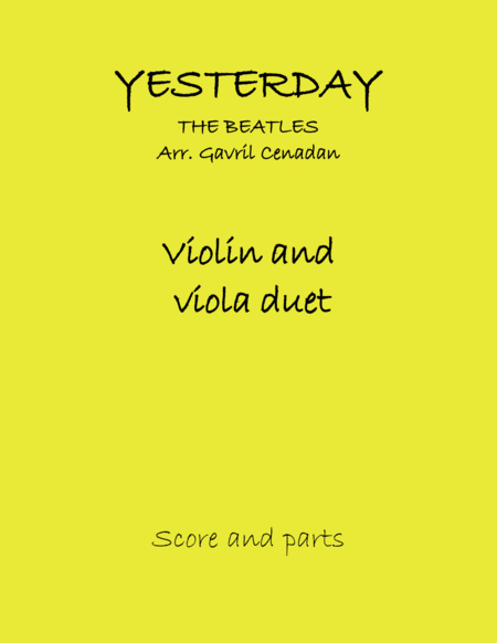 Yesterday The Beatles violin viola duo