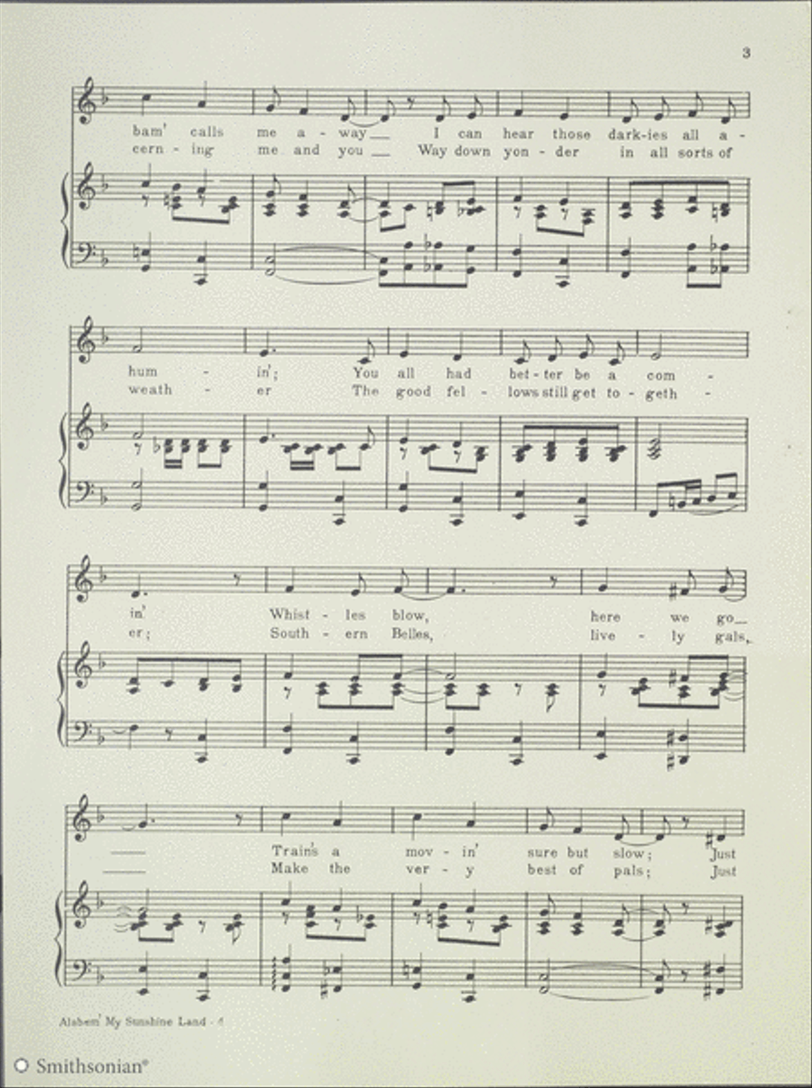 Alabam', My Sunshine Land Piano, Vocal scores gallery preview page 3