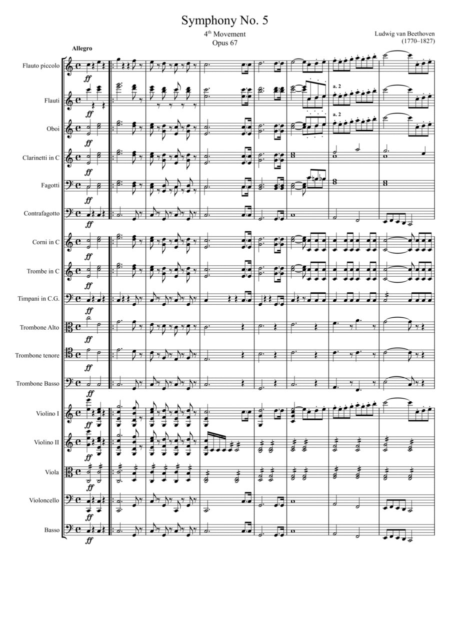 Symphony No. 5, 4th Movement Full Orchestra scores gallery preview page 1