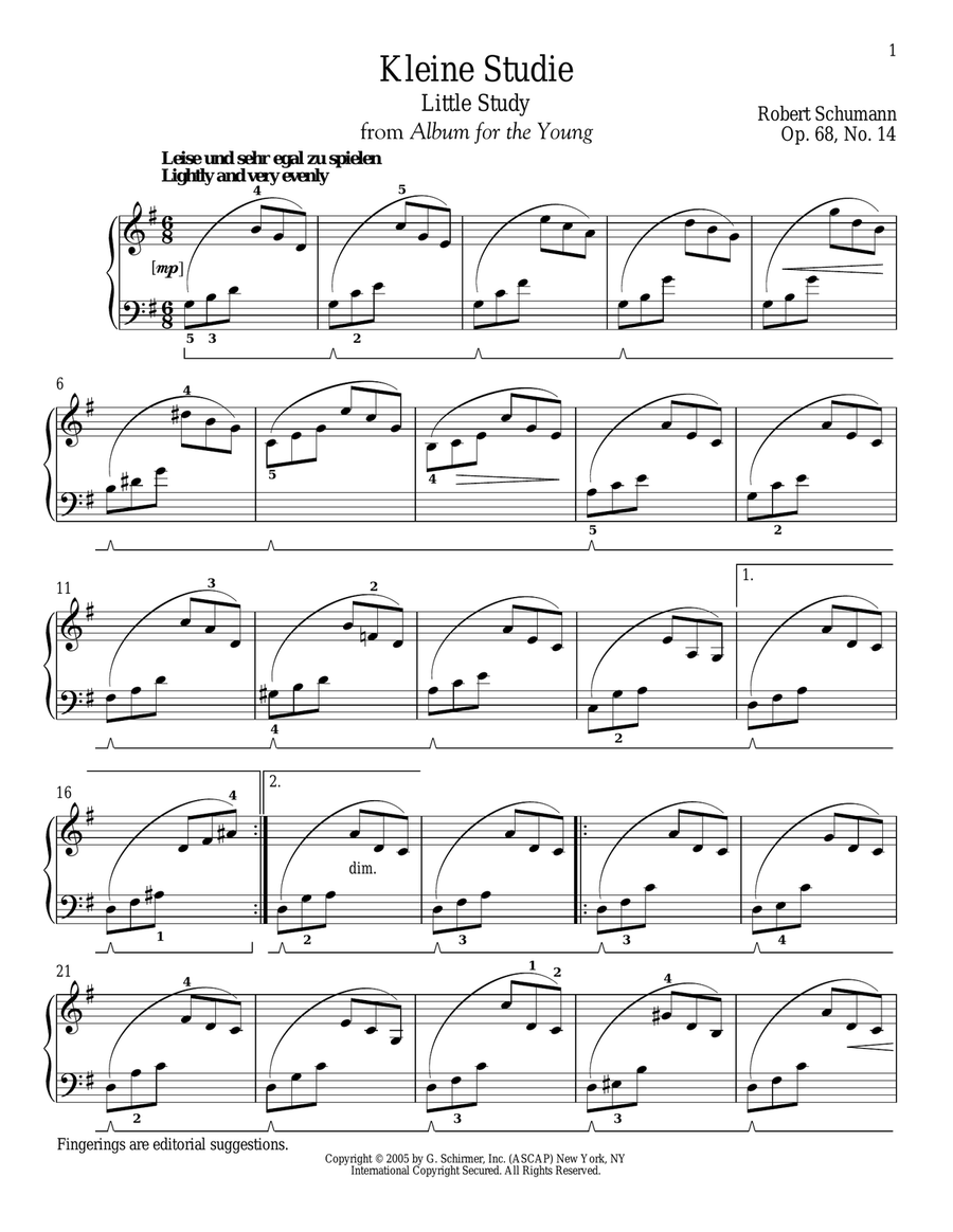 Little Study, Op. 68, No. 14 (Kleine Studie) Piano Method scores gallery preview page 1