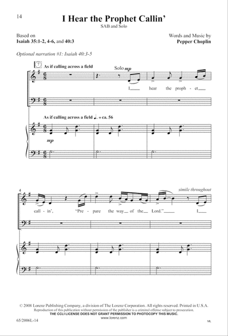 I Hear the Prophet Callin' 3-Part scores gallery preview page 15