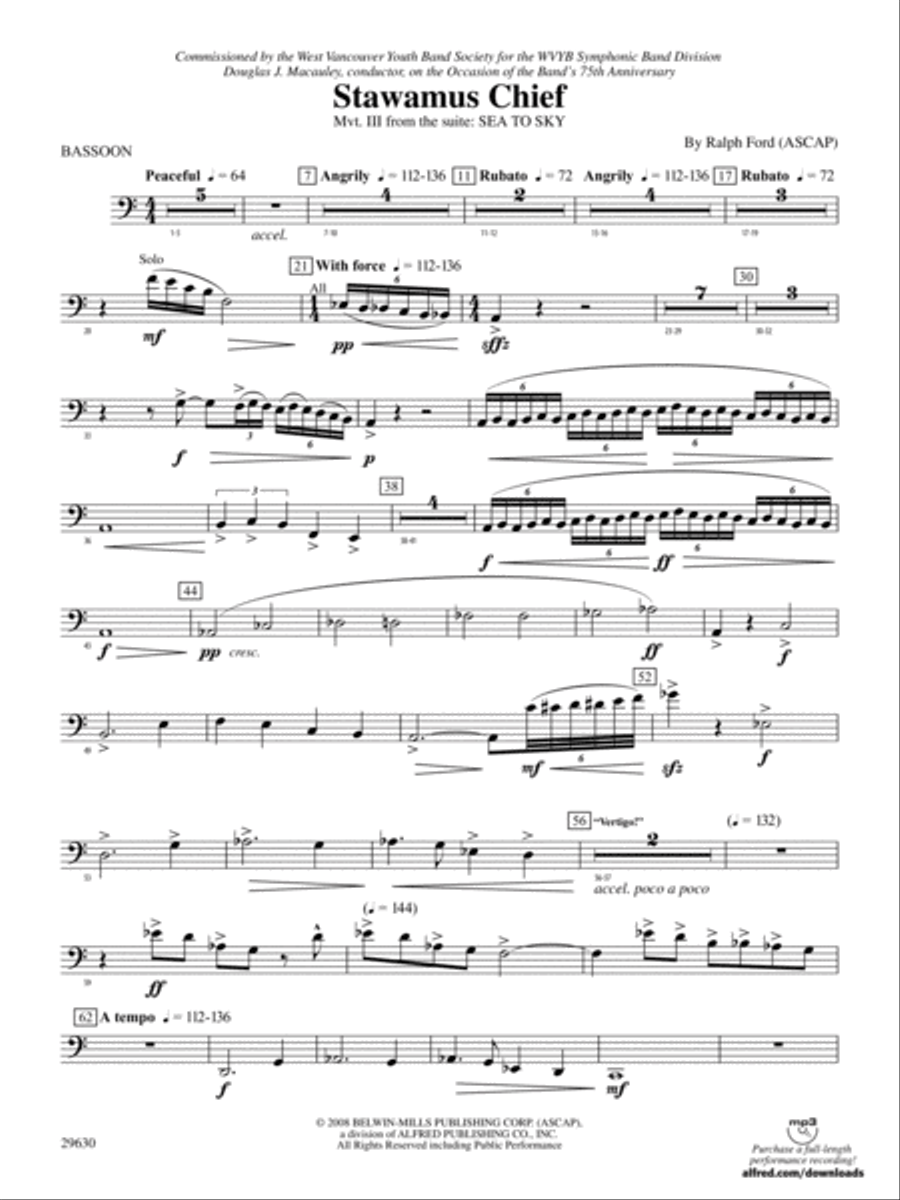 Stawamus Chief: Bassoon Concert Band scores gallery preview page 1