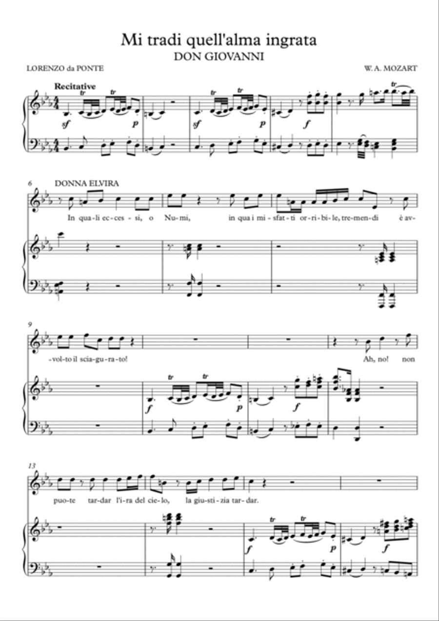 Mi tradi quell'alma ingrata - Don Giovanni (Eb Major) Soprano Voice scores gallery preview page 2