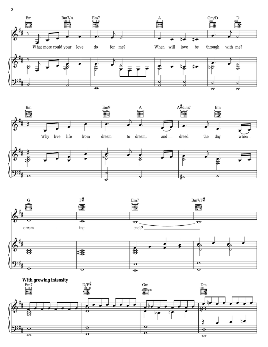 One Day I'll Fly Away (from Moulin Rouge) Piano, Vocal, Guitar scores gallery preview page 2