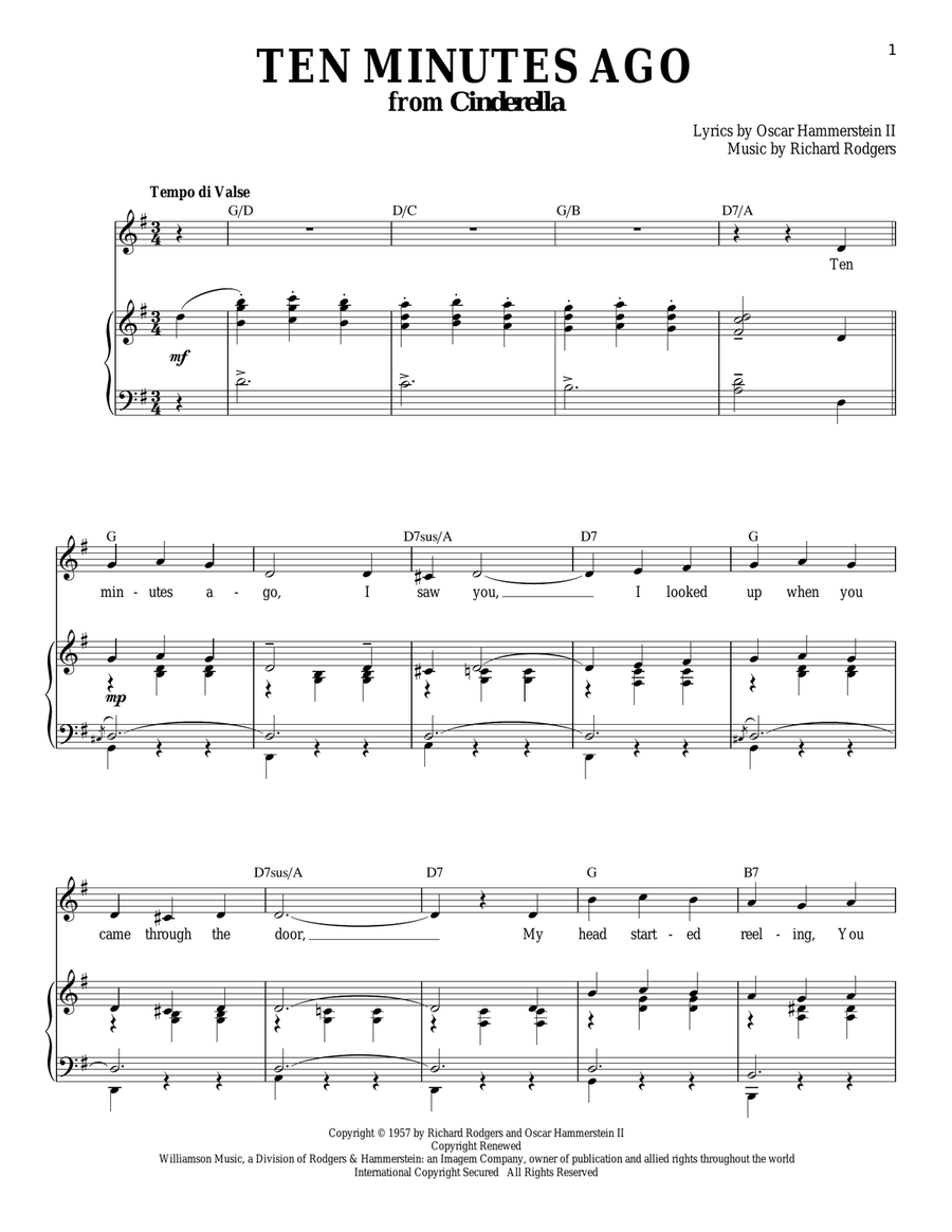 Ten Minutes Ago Ten Minutes Ago Piano, Vocal scores gallery preview page 1