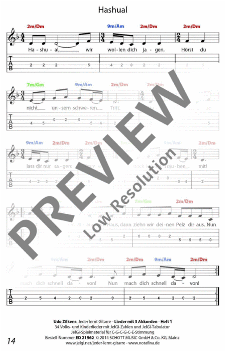 Jeder lernt Gitarre - Lieder mit 3 Akkorden Heft 1 Classical Guitar scores gallery preview page 15