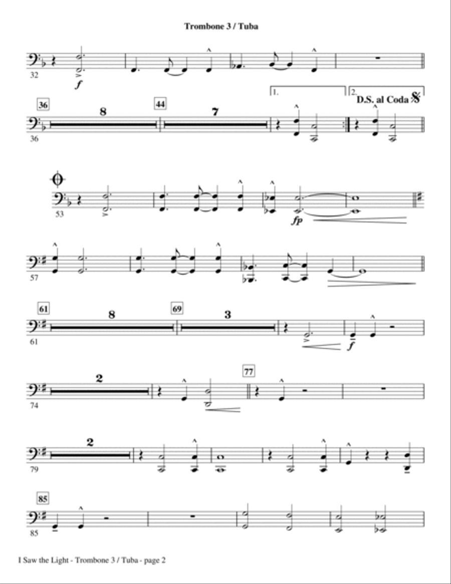 I Saw The Light - Trombone 3/Tuba Choir scores gallery preview page 2