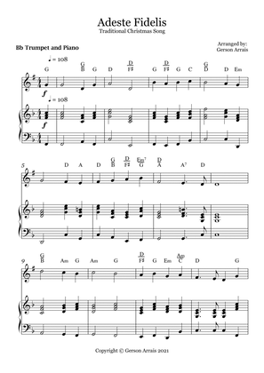 Adeste Fidelis - Traditional Christmas Song - for Bb Trumpet and Piano - Score and Parts