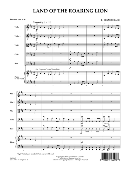 Land of the Roaring Lion - Conductor Score (Full Score)