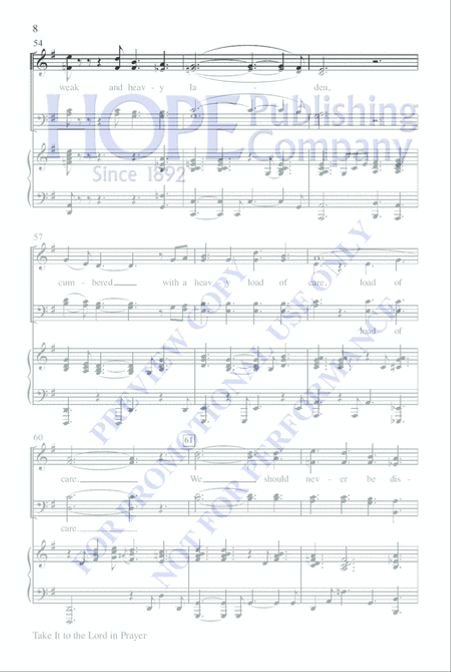 Take It to the Lord In Prayer 4-Part scores gallery preview page 8