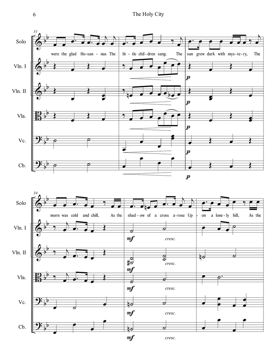 The Holy City, Vocal or Instrumental Solo, With String Ensemble Accompaniment Chamber Orchestra scores gallery preview page 6