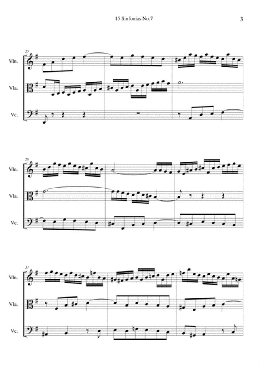 Sinfonias No.7 BWV 793 String Trio scores gallery preview page 3