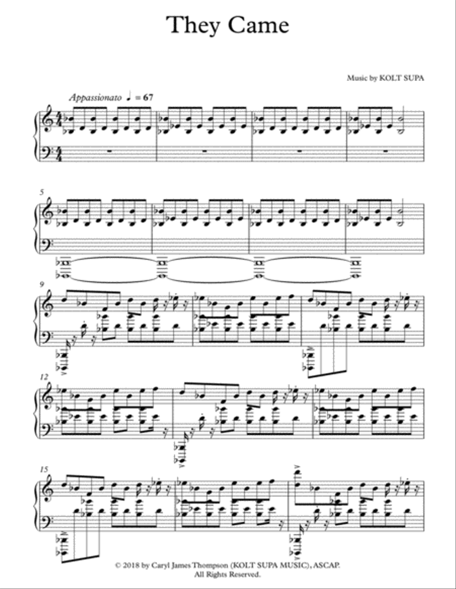 They Came Piano Solo scores gallery preview page 1