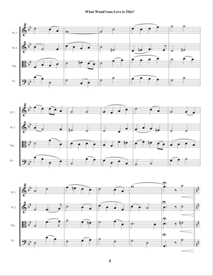 What Wond'rous Love Is This? String Quartet scores gallery preview page 4