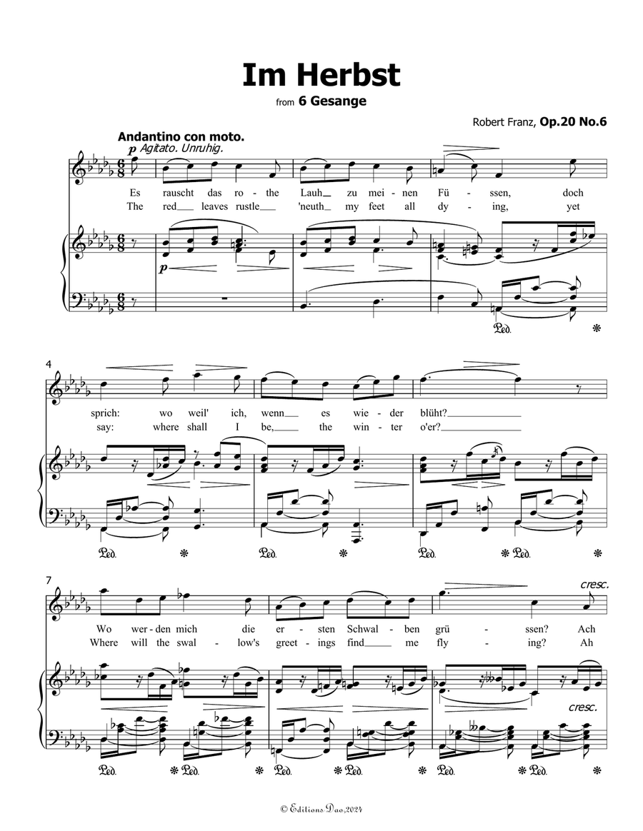 Im Herbst, by Robert Franz, in b flat minor Voice scores gallery preview page 3