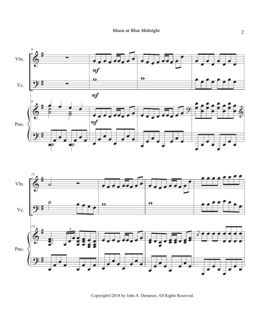 Moon at Blue Midnight (Piano Trio): Violin, Cello and Piano Piano Trio scores gallery preview page 6