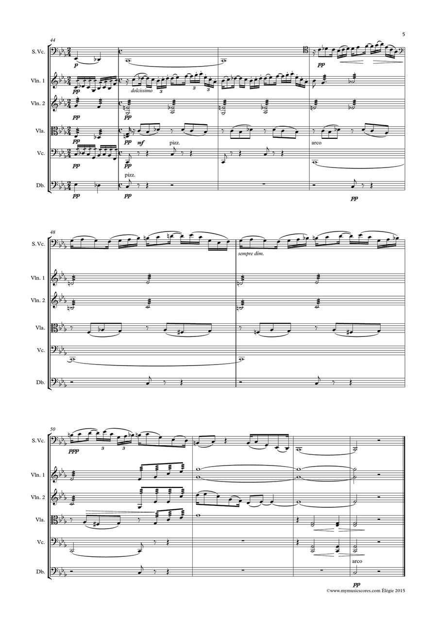 Faure Elegy or Cello and String Orchestra String Orchestra scores gallery preview page 6