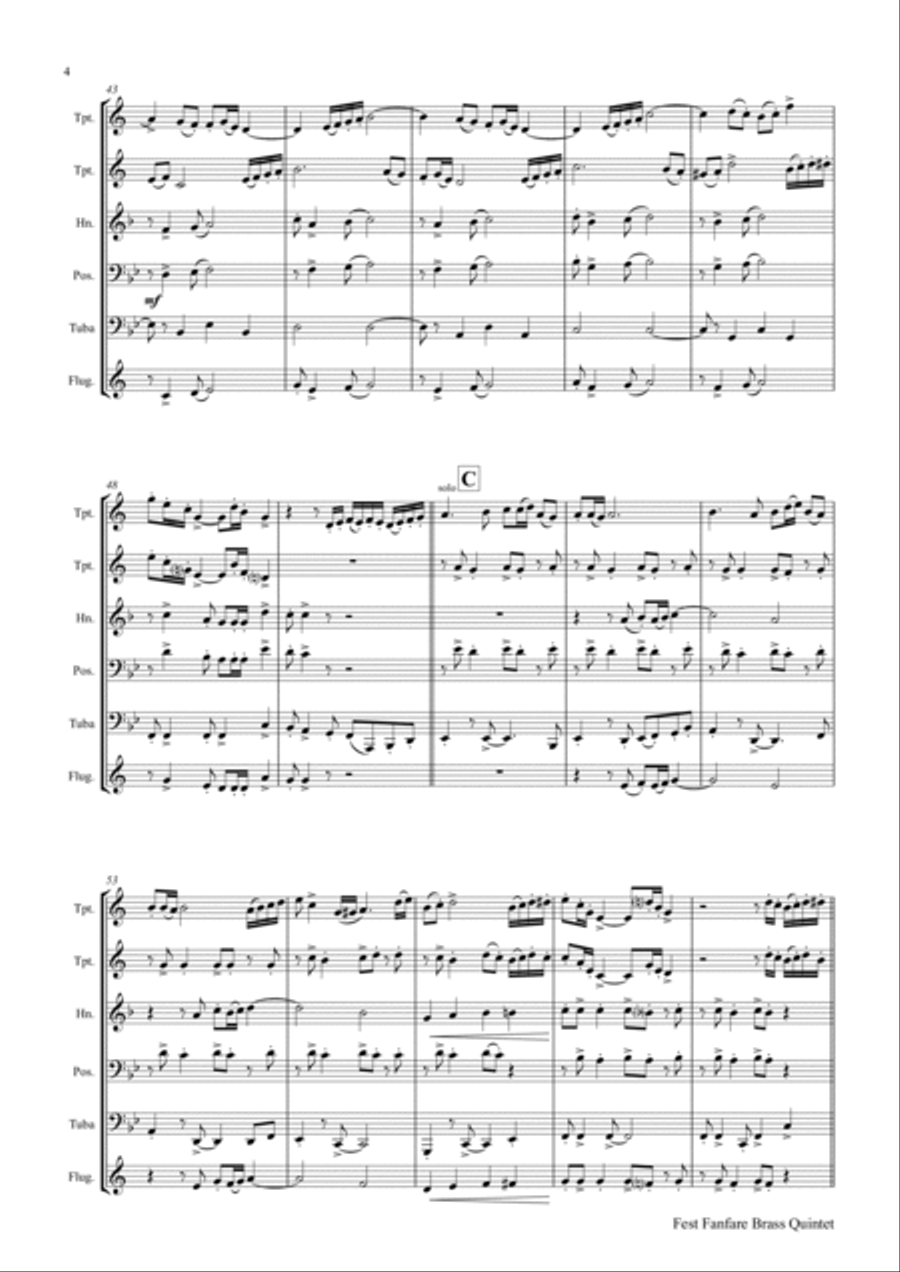 Fest Fanfare - Classical Festive Fanfare - Opener - Brass Quintet Brass Quintet scores gallery preview page 6