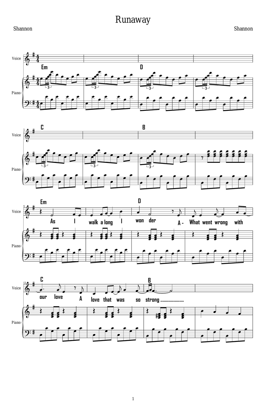Runaway Baritone Horn TC scores gallery preview page 1