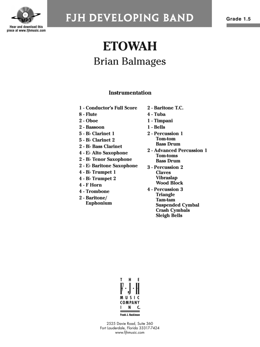 Etowah: Score Etowah: Score Concert Band scores gallery preview page 1