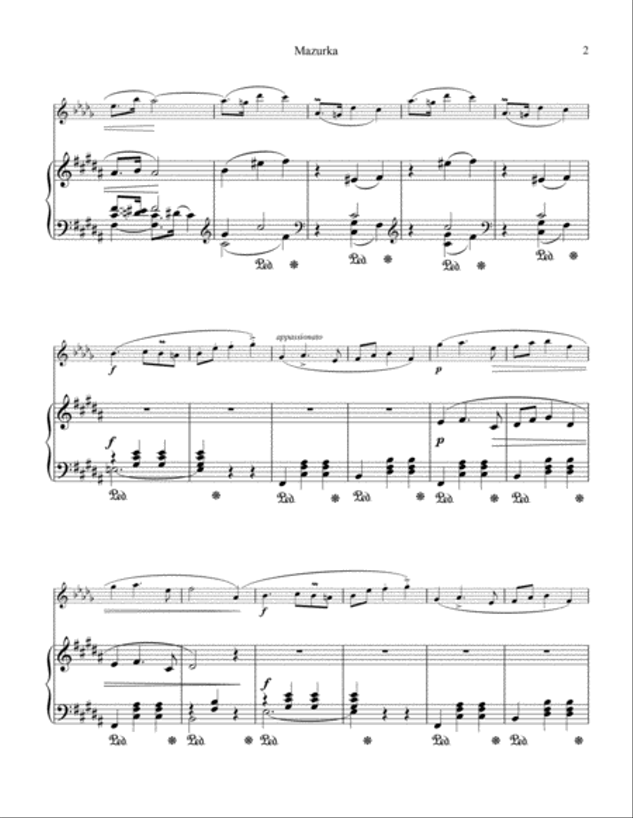 Mazurka, Mesto Op. 33, No 1 for clarinet in Bb and piano B-Flat Clarinet scores gallery preview page 2