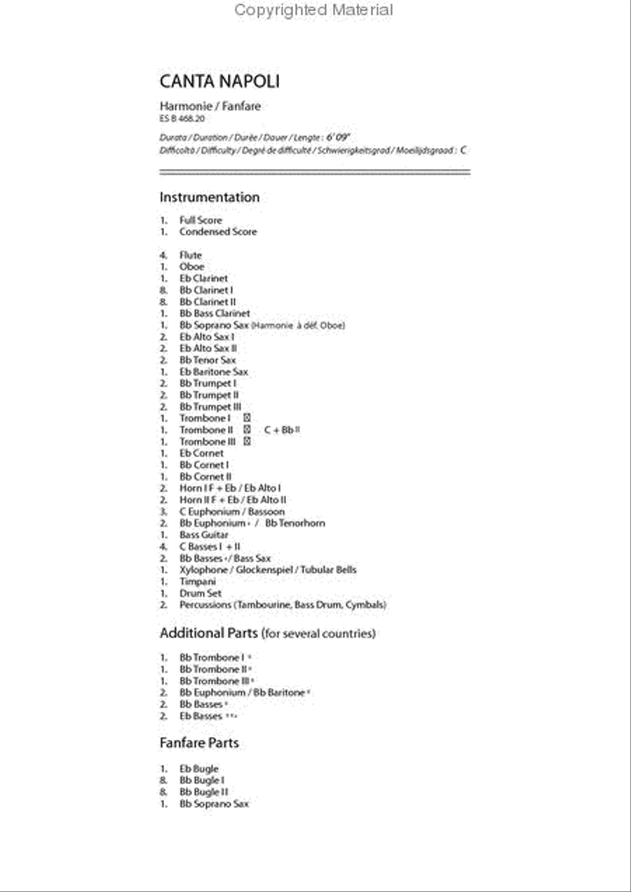 Canta Napoli Concert Band scores gallery preview page 2