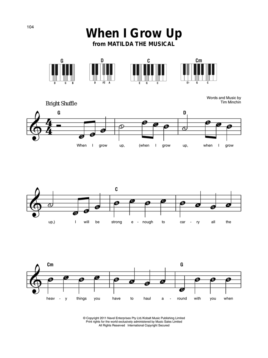 When I Grow Up Easy Piano scores gallery preview page 1
