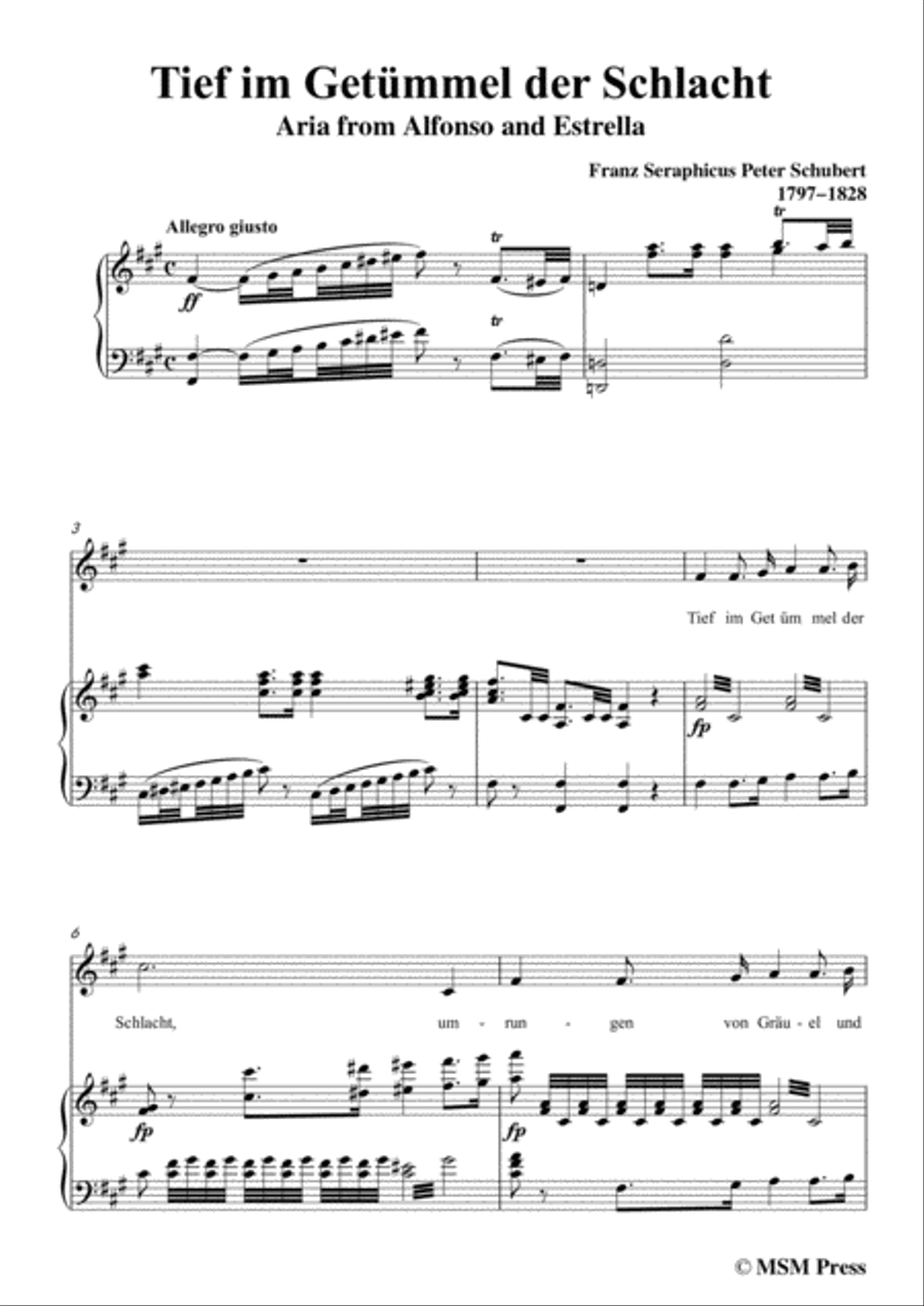 Schubert-Tief im Getümmel der Schlacht,in f sharp minor,for Voice&Piano image number null