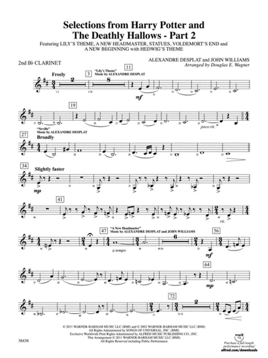 Harry Potter and the Deathly Hallows, Part 2, Selections from: 2nd B-flat Clarinet