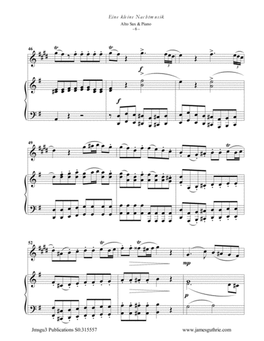 Mozart: Eine kleine Nachtmusik for Alto Sax & Piano image number null