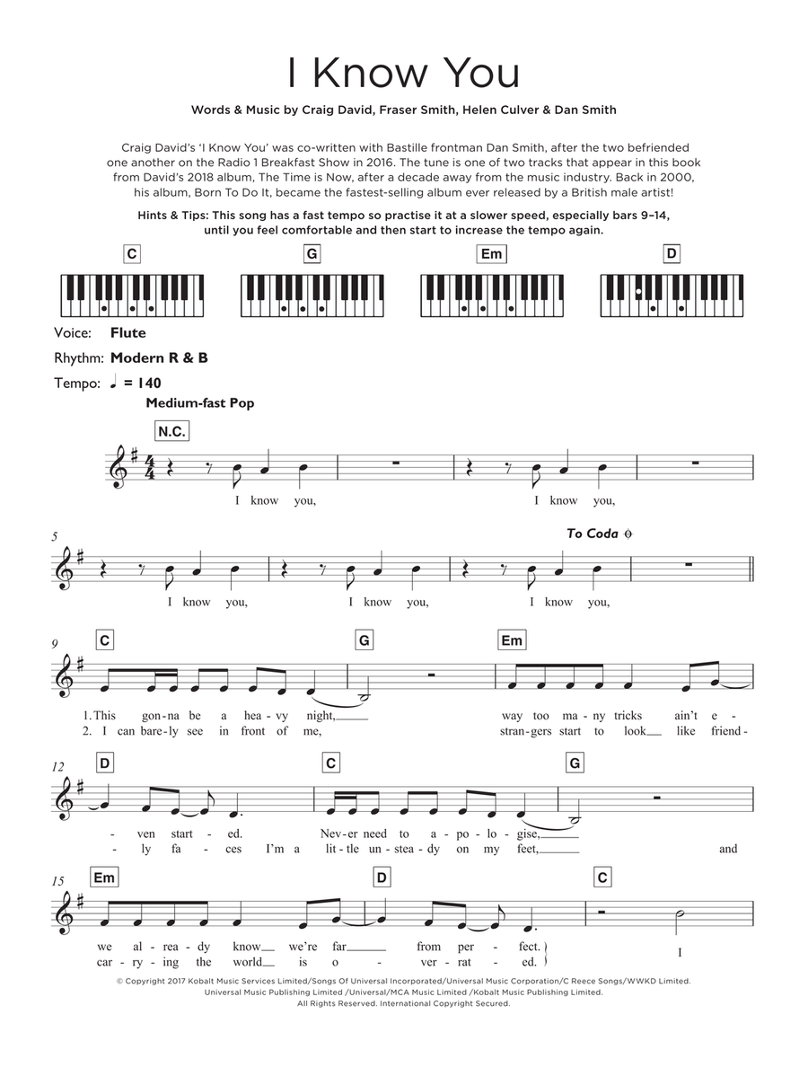 I Know You (featuring Bastille) Piano scores gallery preview page 1