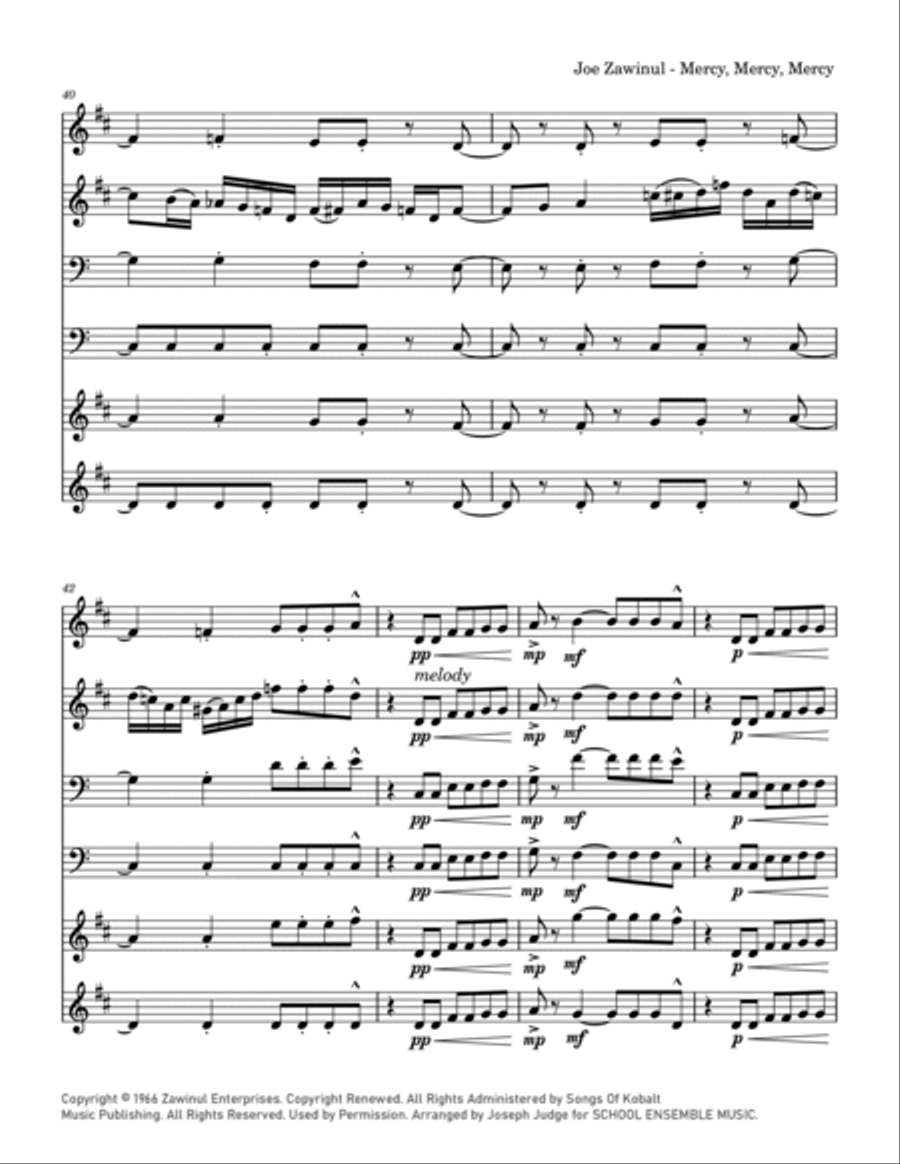 Mercy, Mercy, Mercy Brass Quartet scores gallery preview page 6