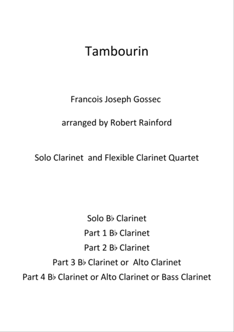 Tambourin Tambourin Clarinet Choir scores gallery preview page 1