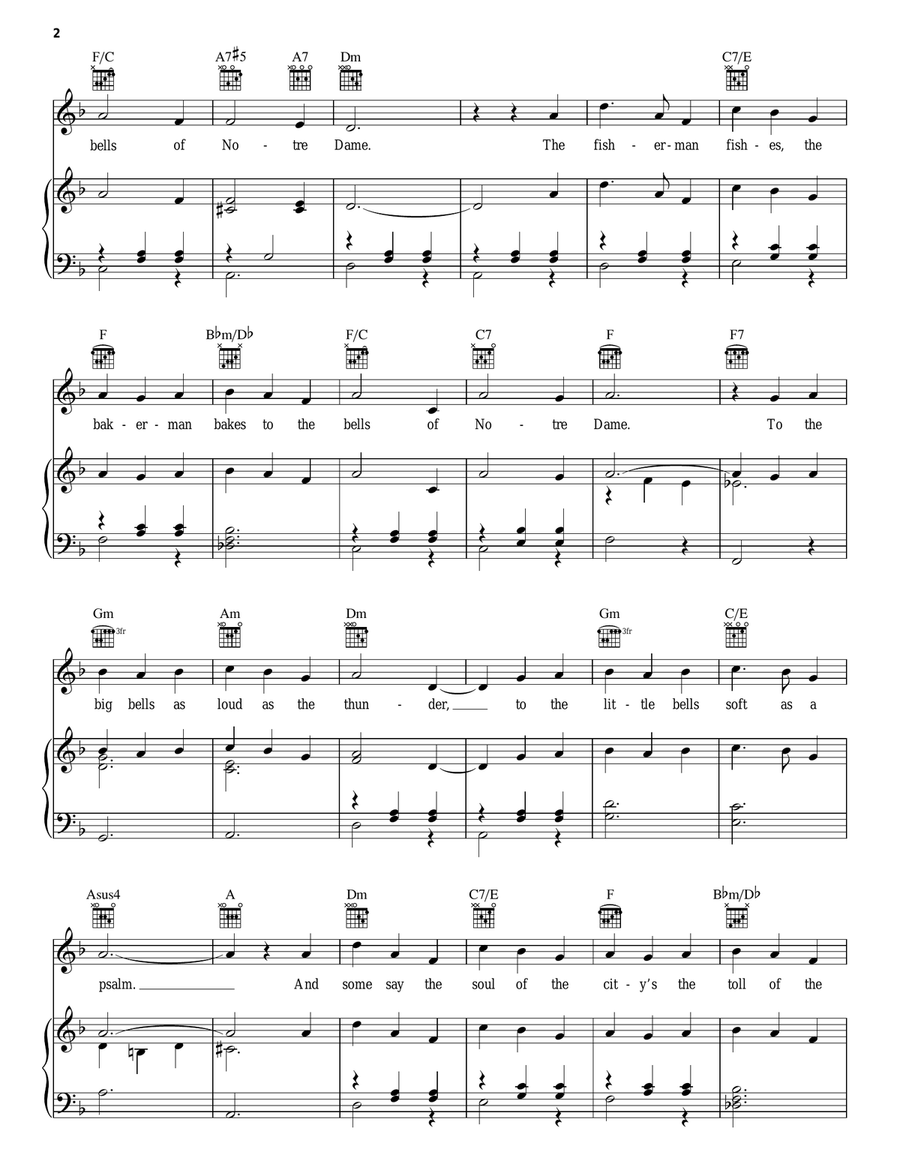 The Bells Of Notre Dame Piano, Vocal, Guitar scores gallery preview page 2