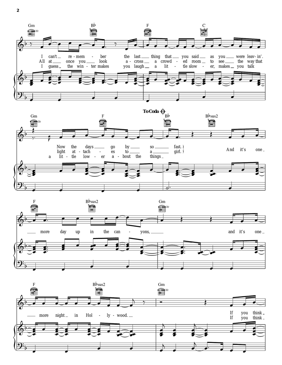 A Long December Piano, Vocal, Guitar scores gallery preview page 2