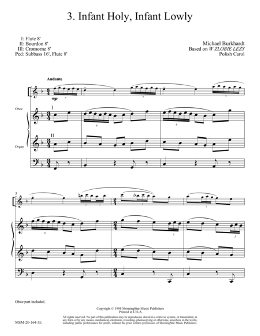 Infant Holy, Infant Lowly Oboe scores gallery preview page 1