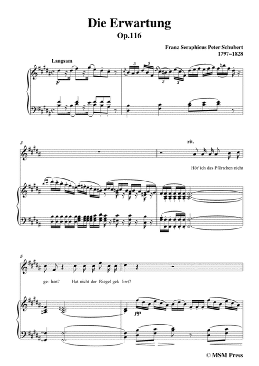 Schubert-Die Erwartung,Op.116,in B Major,for Voice&Piano image number null