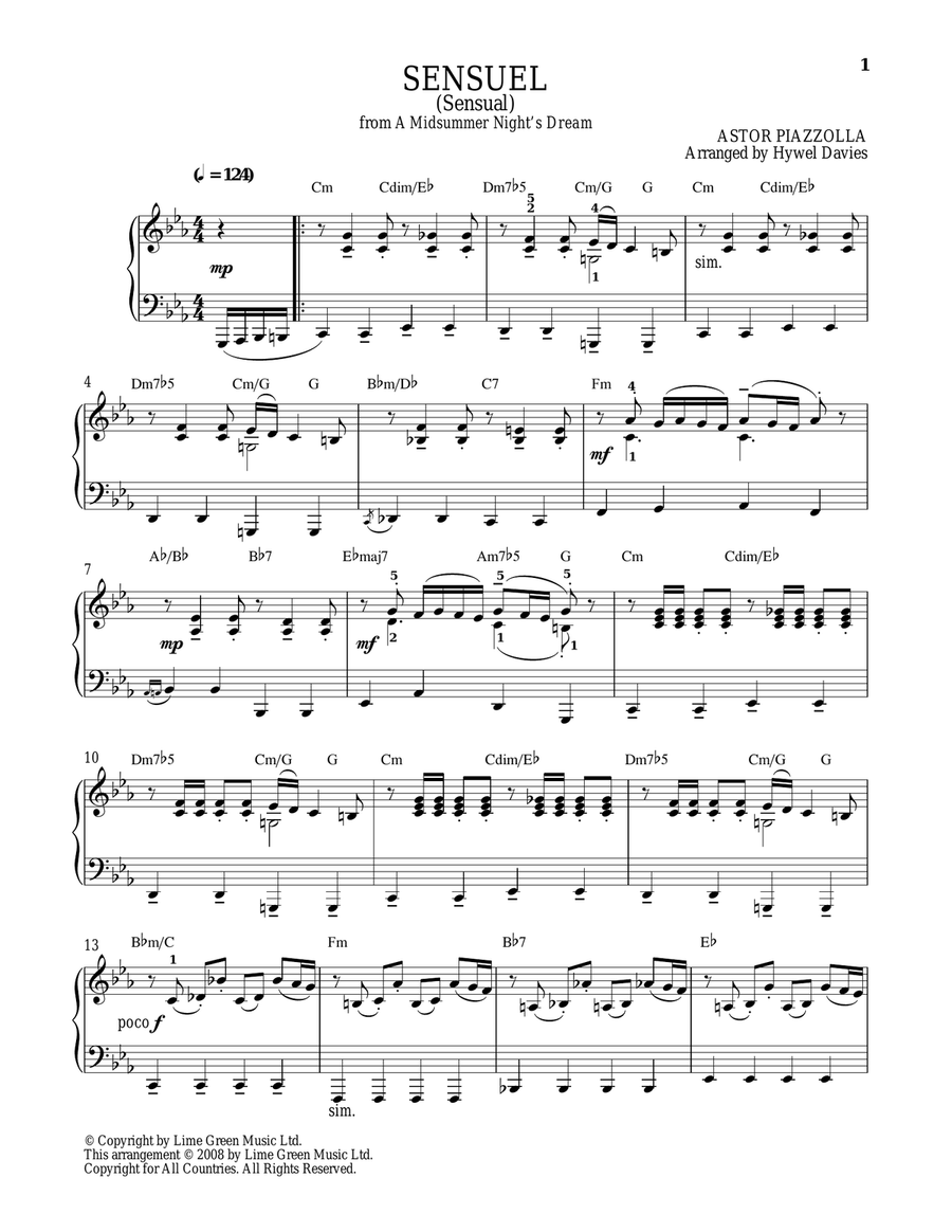 Sensuel Piano Solo scores gallery preview page 1