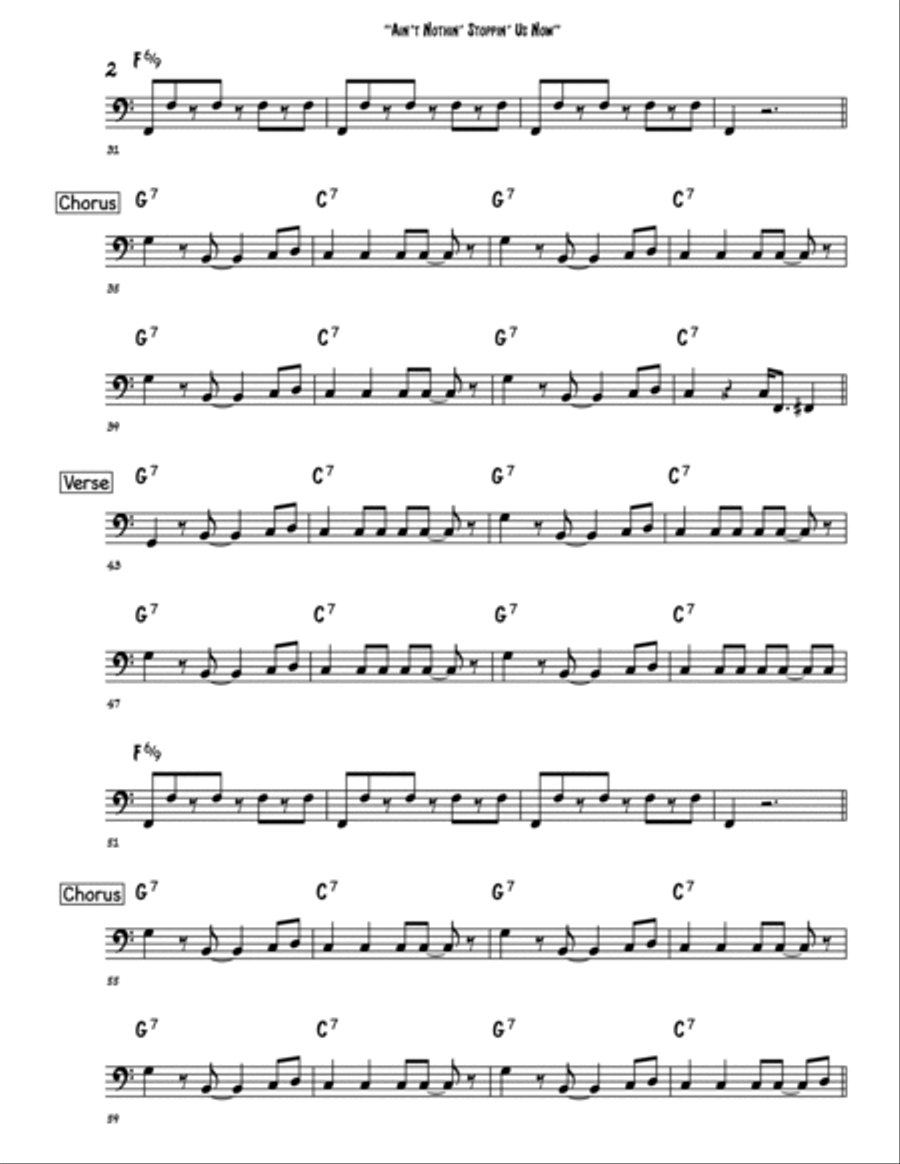 Ain T Nothing Stopping Us Now Bass Guitar scores gallery preview page 2